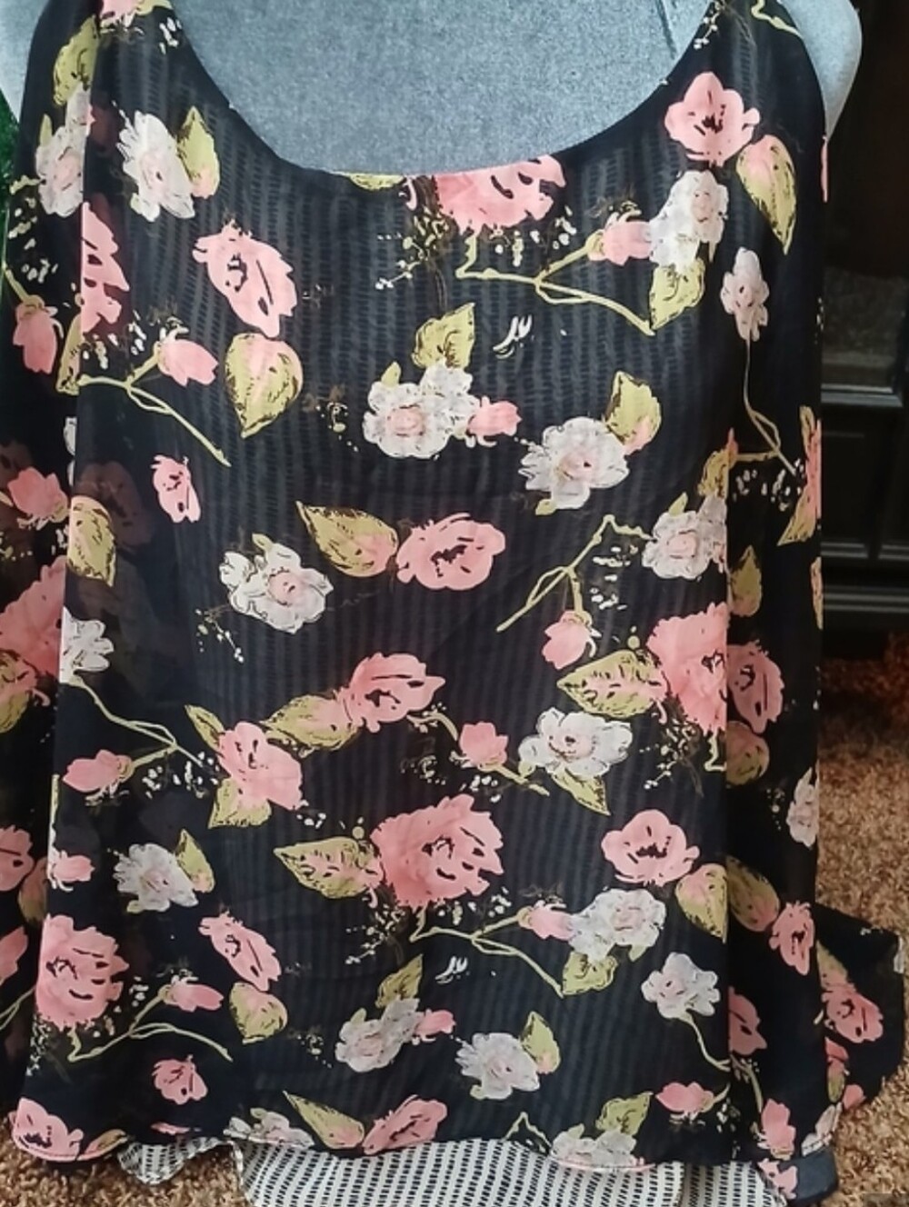 torrid Black Floral Camisole with Pink & Cream Blooms - Picture 5 of 5